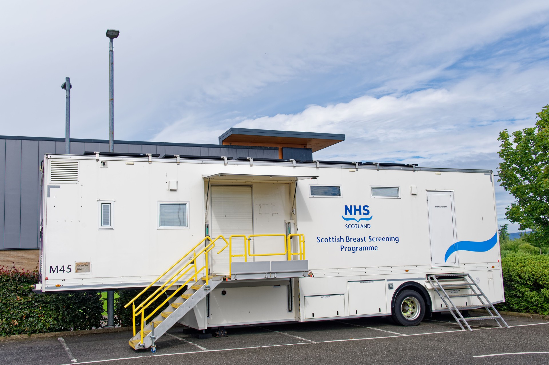 NHS Scottish Breast Screening vehicle for mobile examinations in various towns